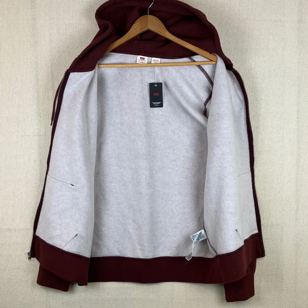 Levis Housemark Sweatshirt Hoodie Red Full Zip Up NWT